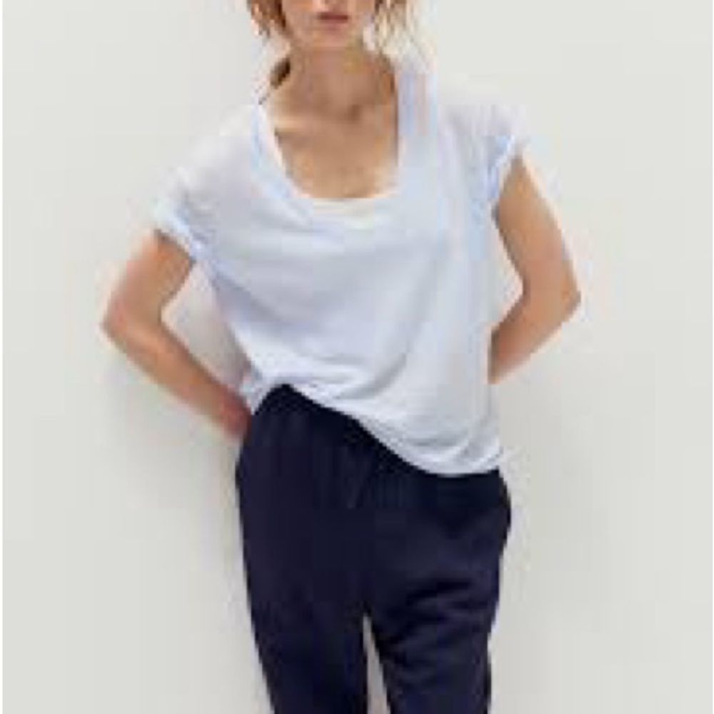 H&M Blue Linen Blend T-Shirt